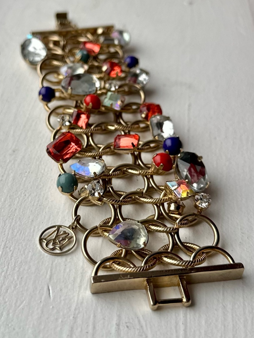Y2K Vintage Mango Chunky Gold Statement Rhinestone Bracelet